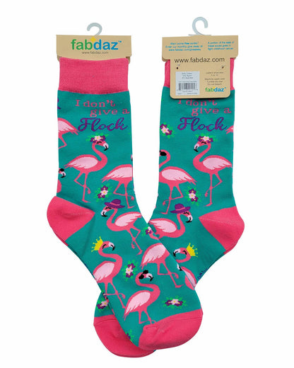 I Don't Give a Flock Women's Crew Socks Featuring Pink Flami