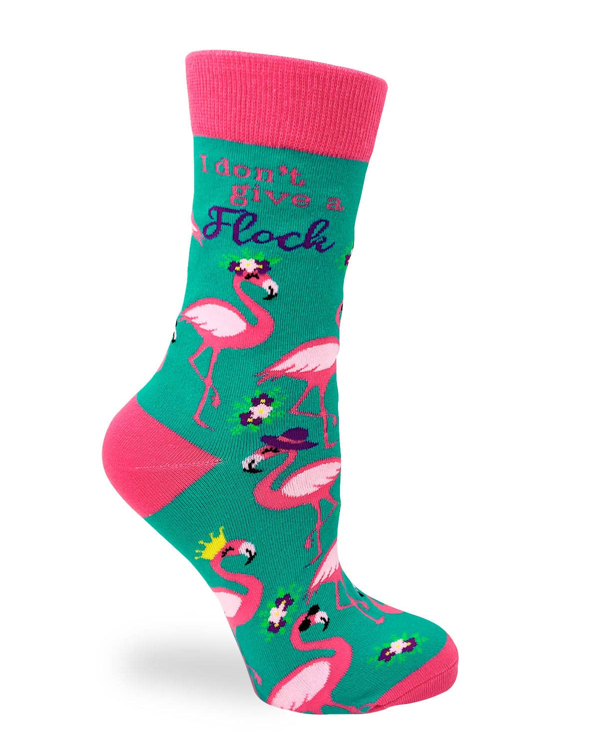 I Don't Give a Flock Women's Crew Socks Featuring Pink Flami