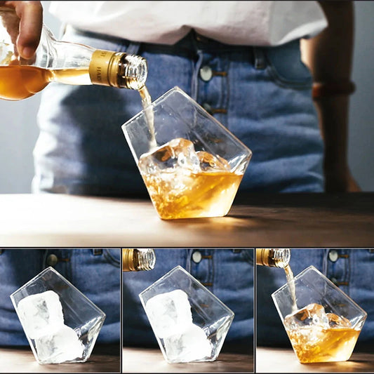 Creative Round Mouth Transparent Diamond Whiskey Glass