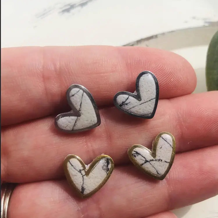 Marbled Heart Studs.