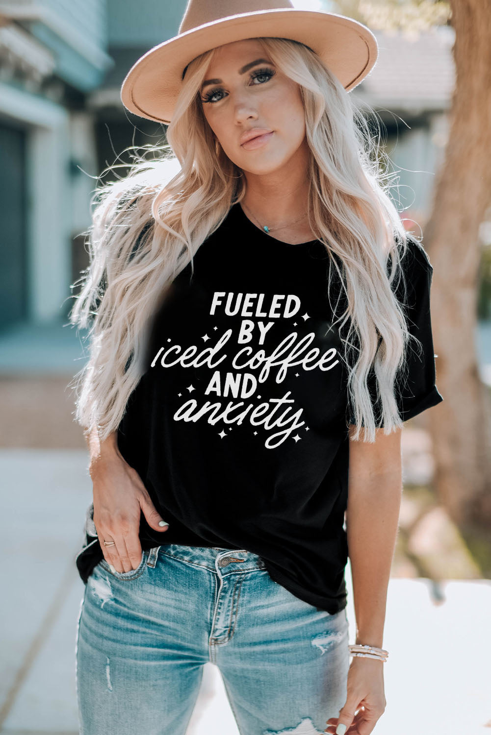 FUELED BY ICED COFFEE AND ANXIETY Graphic Tee