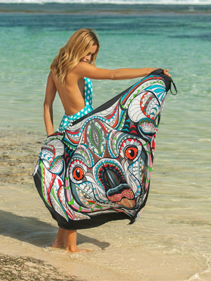 Printed Spaghetti Strap Cover Up