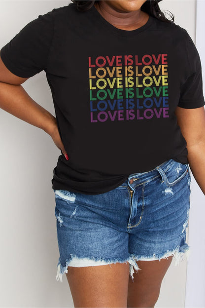 Simply Love Full Size LOVE IS LOVE Graphic Cotton Tee