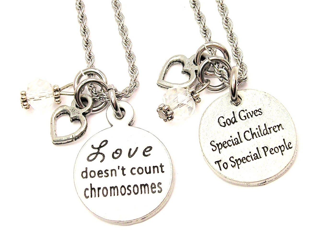 Downs Syndrome Mother Set Of Rope Chain Necklaces Awareness