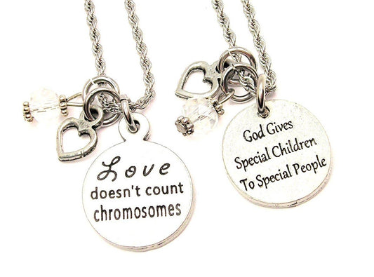 Downs Syndrome Mother Set Of Rope Chain Necklaces Awareness