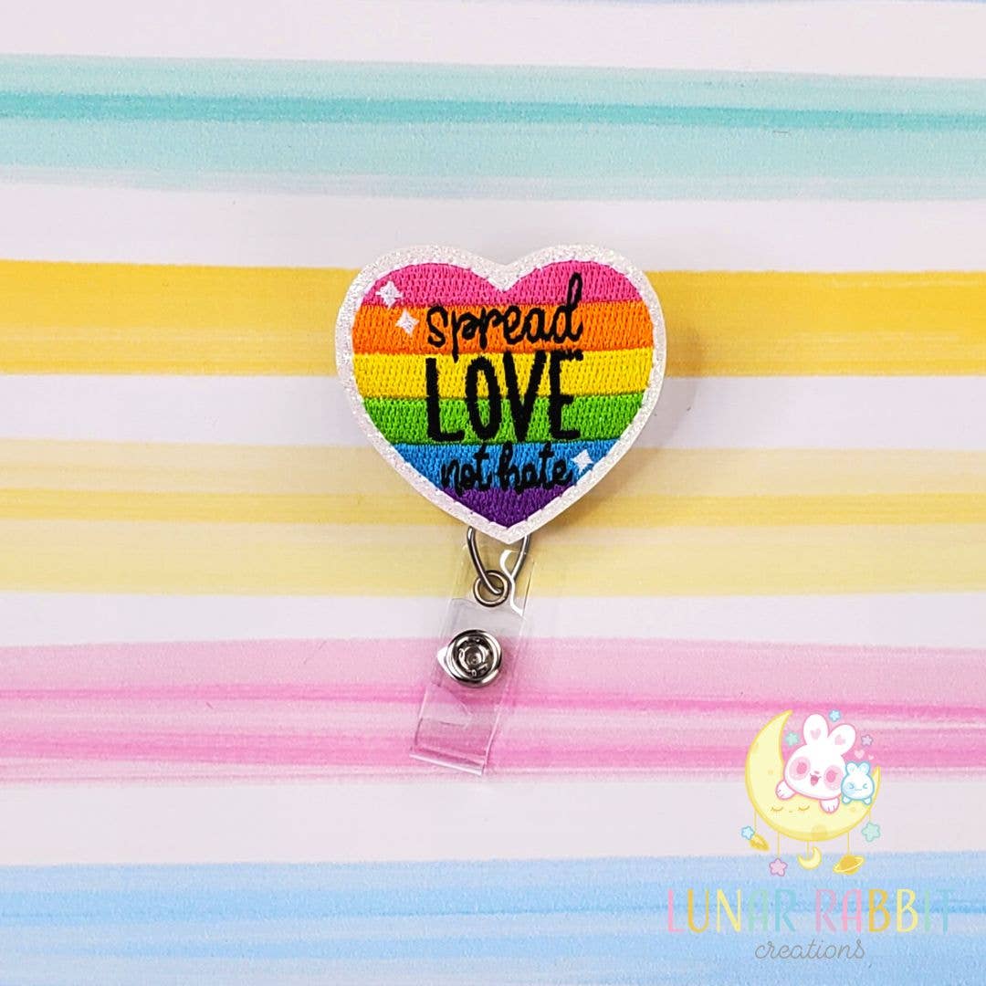 Spread Love Not Hate Rainbow Heart Badge Pal