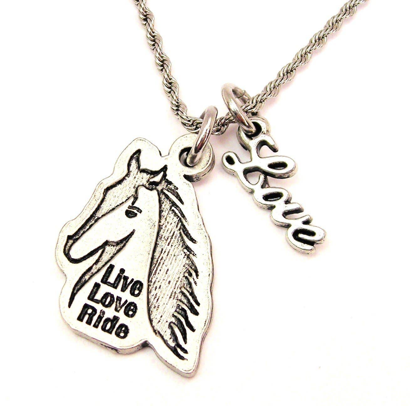 Live Love Ride Horses 20" Rope Necklace With Love Accent